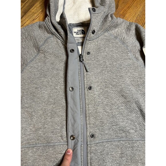 North Face Re-Source Snap Long Hoodie Jacket Medium Gray Women's - Picture 6 of 15